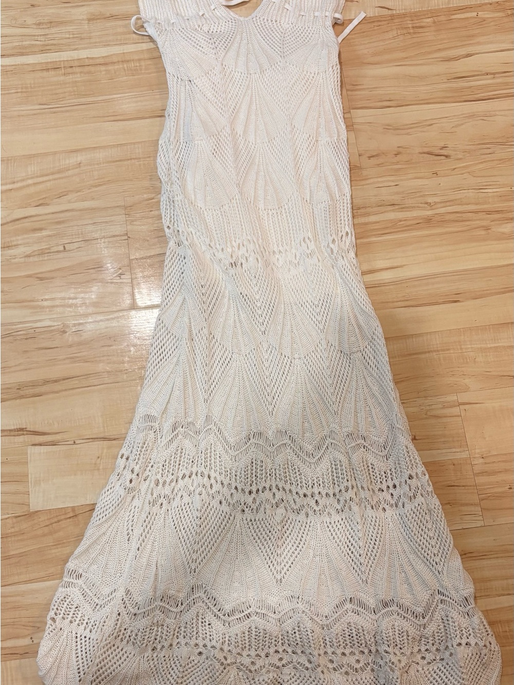 Abercrombie & Fitch Cream Crochet Maxi Dress